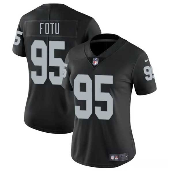 Womens Las Vegas Raiders #95 Leki Fotu Black 2025 Vapor Stitched Jersey Dzhi->las vegas raiders->NFL Jersey